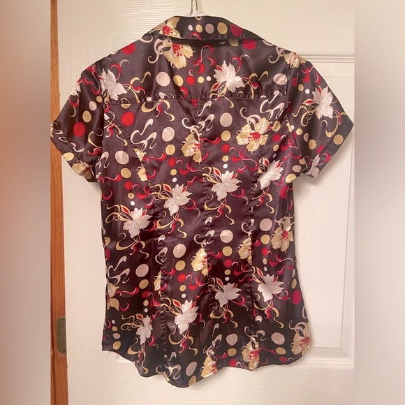 BCBG Max Azria Satin Floral Blouse - Size XS - Picture 2 of 3